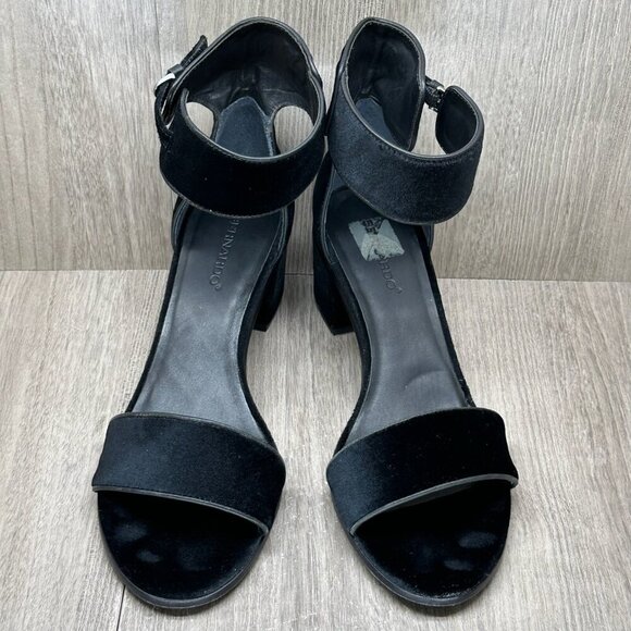 Bernardo Blythe Sandals Womens 10M Ankle Strap Chunky Heel Velvety suede Black - Picture 3 of 13